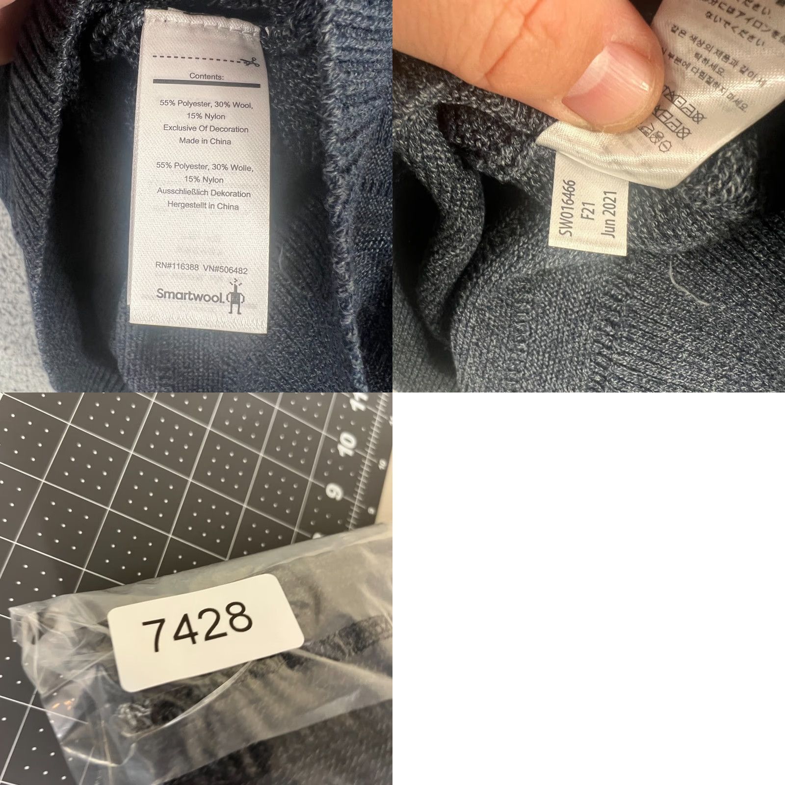 Smartwool SmartWool Mens L Sweater Ripple Ridge Stripe Half Zip Blue Pullover Wool Blend Zip Logo Zipper Accents 1/2 Zip Size US L / EU 52-54 / 3 - 8 Thumbnail