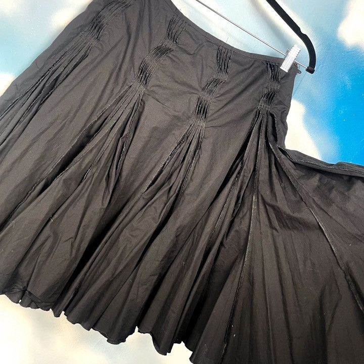 Tara Jarmon Black cotton pintuck pleated midi skirt Size 28" / US 6 / IT 42 - 3 Thumbnail