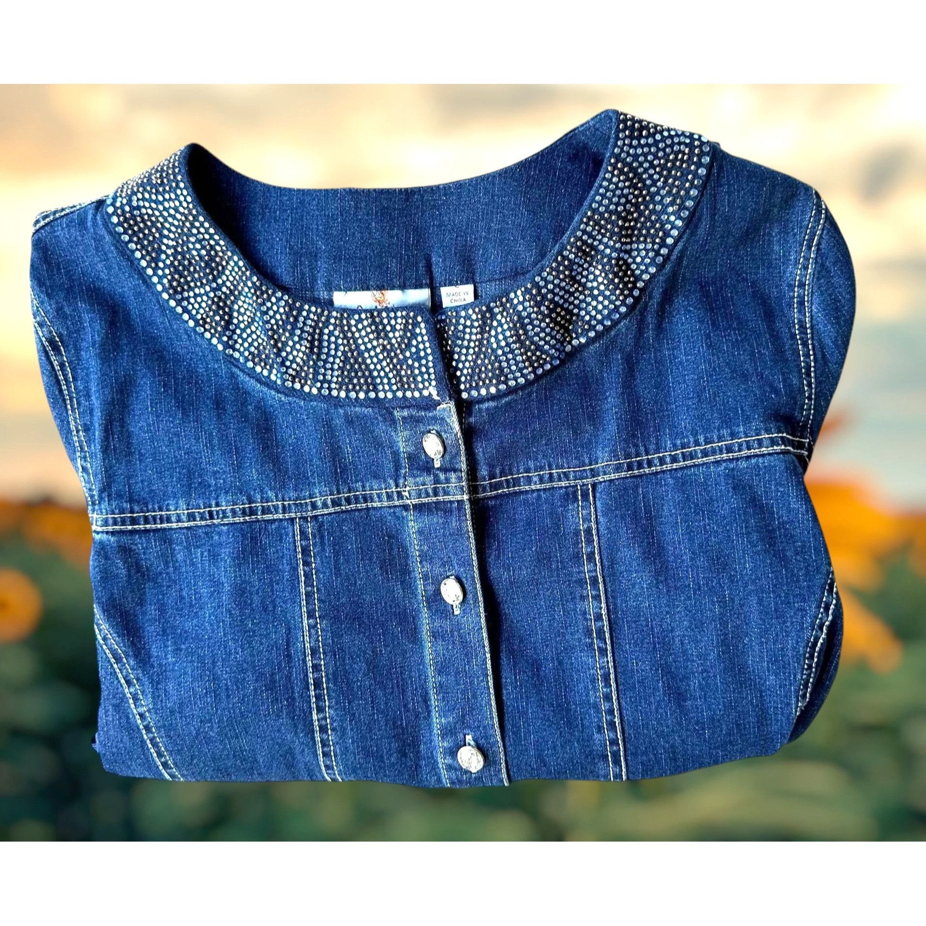 Quacker Factory × Vintage Vintage Quacker Factory Jean Jacket Large Blue Denim Size L / US 10 / IT 46 - 5 Thumbnail