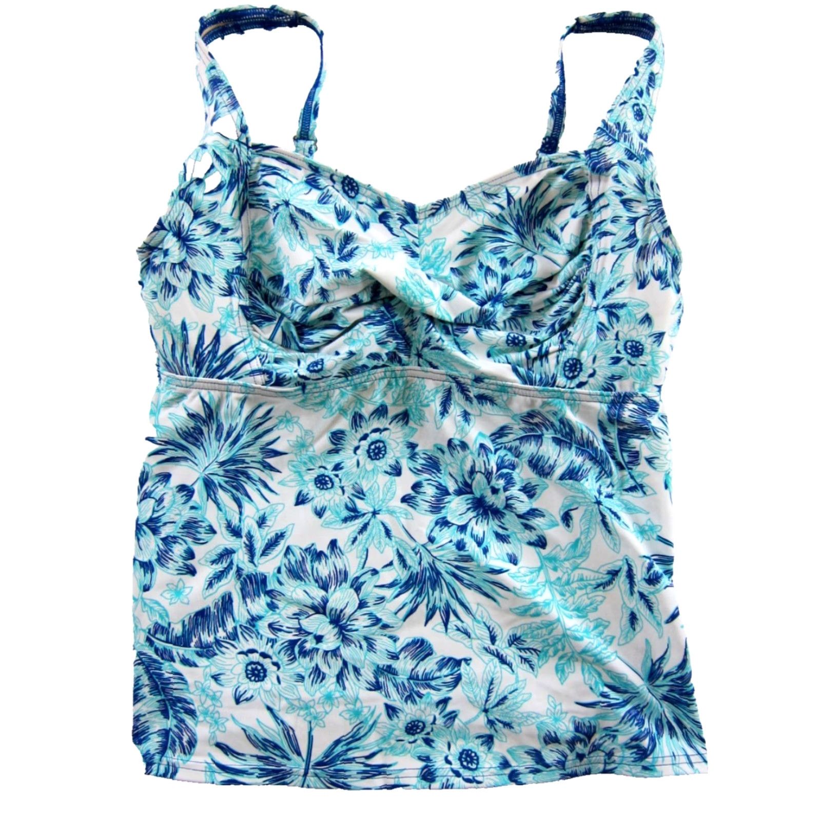 Lands' End Lands' End Blue White Floral Built In Bra Tankini Swim Top 10 Size L / US 10 / IT 46 - 2 Thumbnail