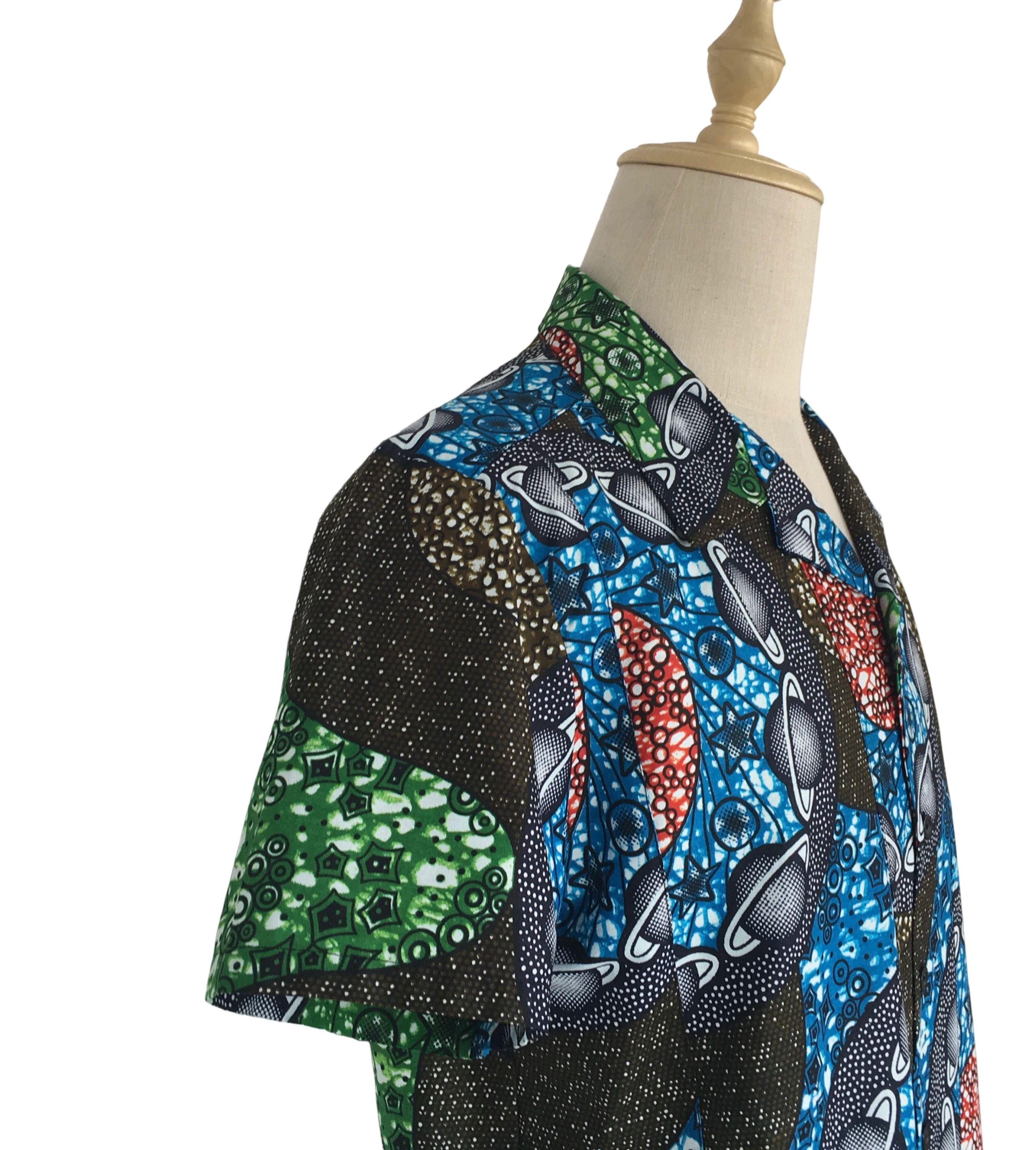 Other African Wax Print Men Shirt Short Sleeves Summer Size US XL / EU 56 / 4 - 5 Thumbnail