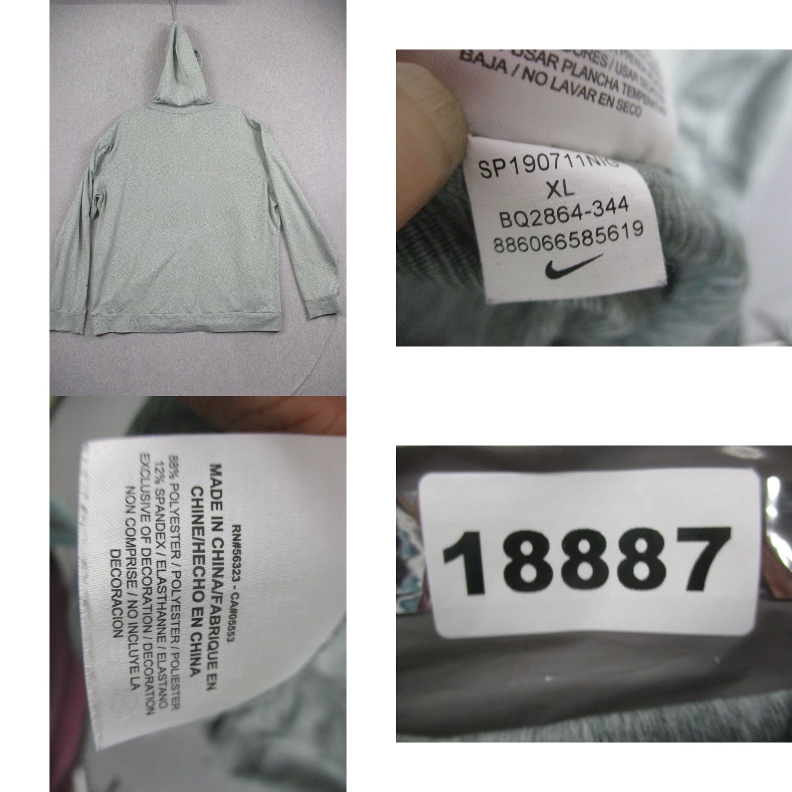 Nike Nike Dri-FIT Hoodie Mens XL Gray Full Zip Sweatshirt Athletic Running BQ2864-344 Size US XL / EU 56 / 4 - 8 Thumbnail
