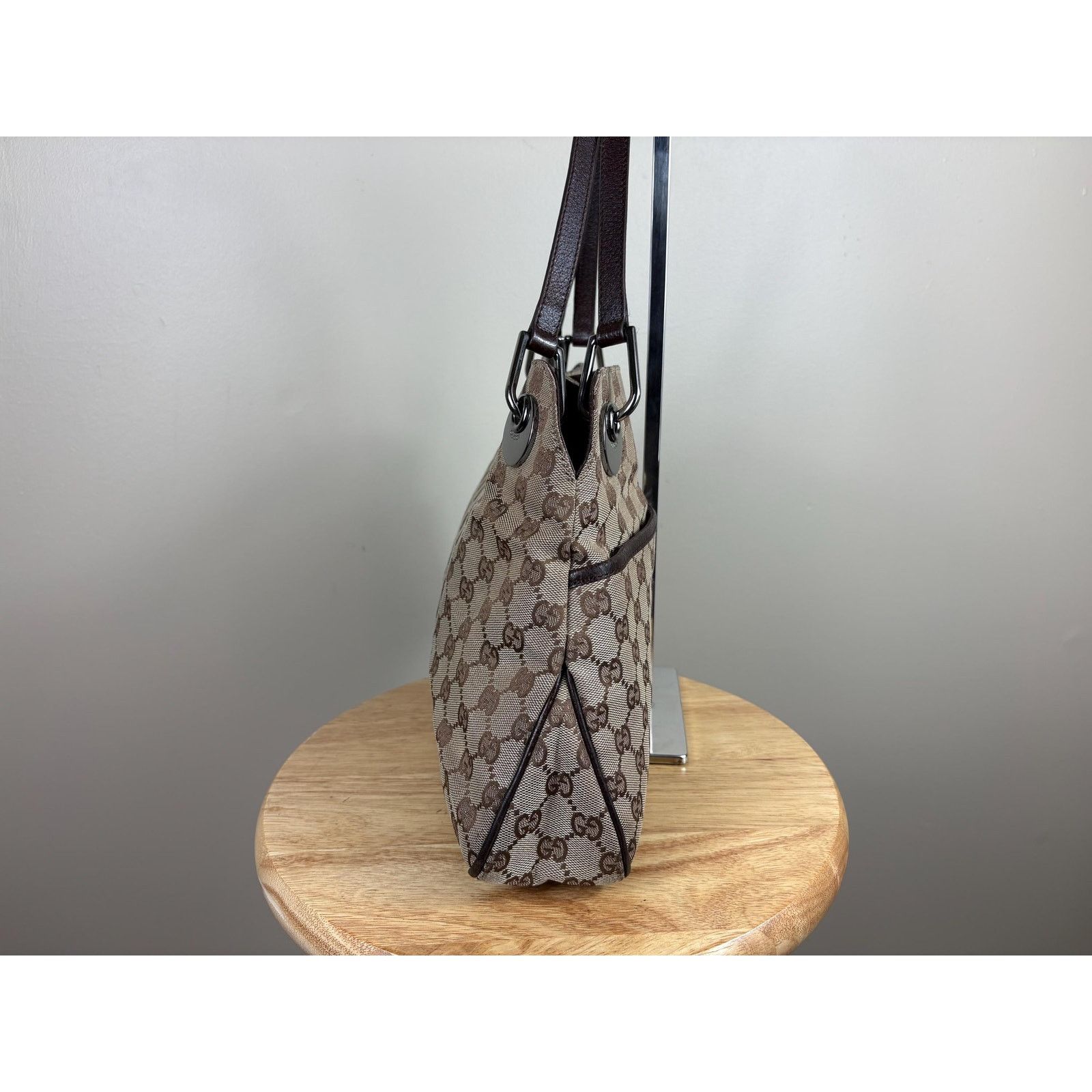 Gucci Authentic Gucci Eclipse GG Cloth and Brown Leather Shoulder Size ONE SIZE - 3 Thumbnail