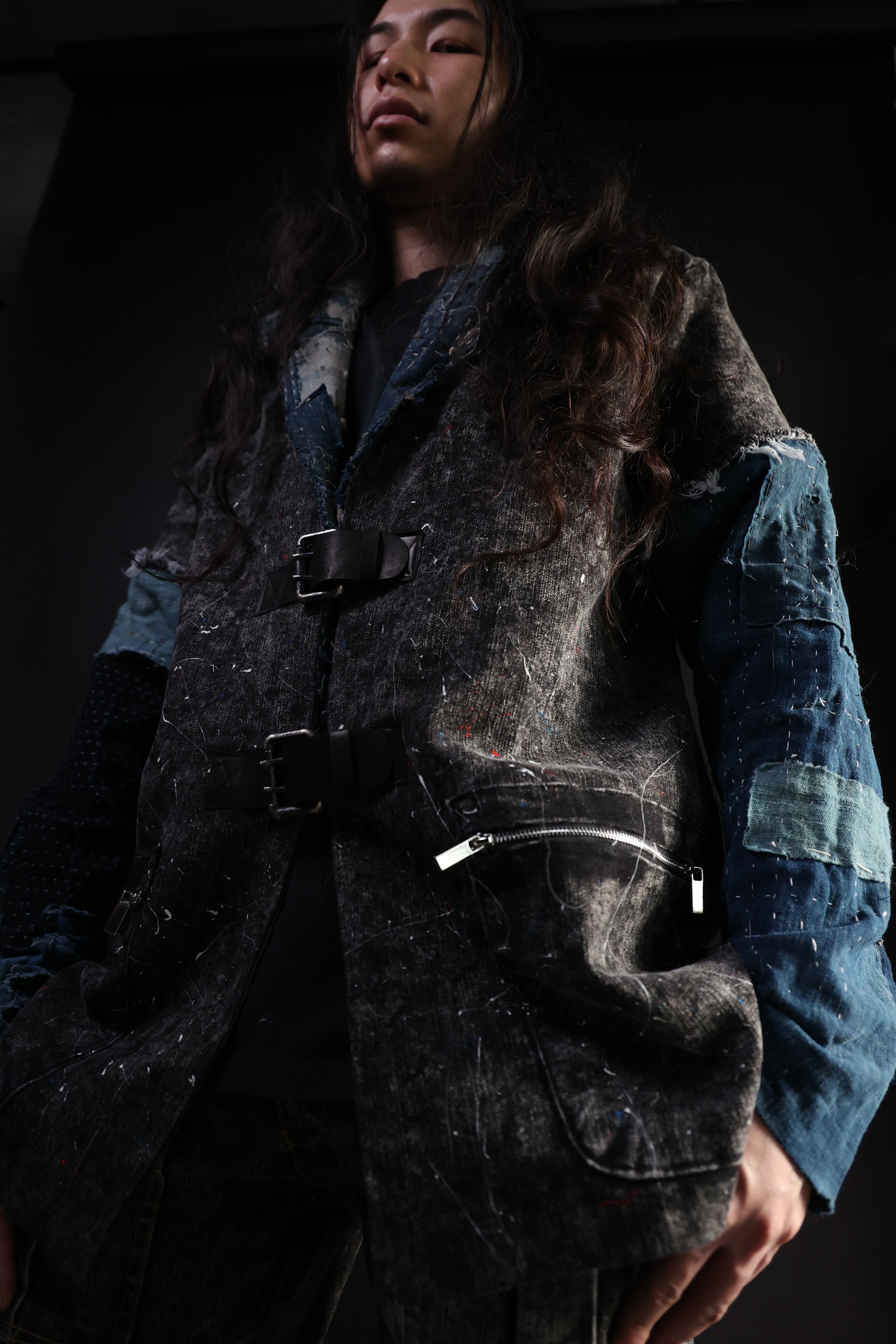 Hana Indigo Washed denim jacket patched with Boro vintage japan textiles Size US M / EU 48-50 / 2 - 4 Thumbnail