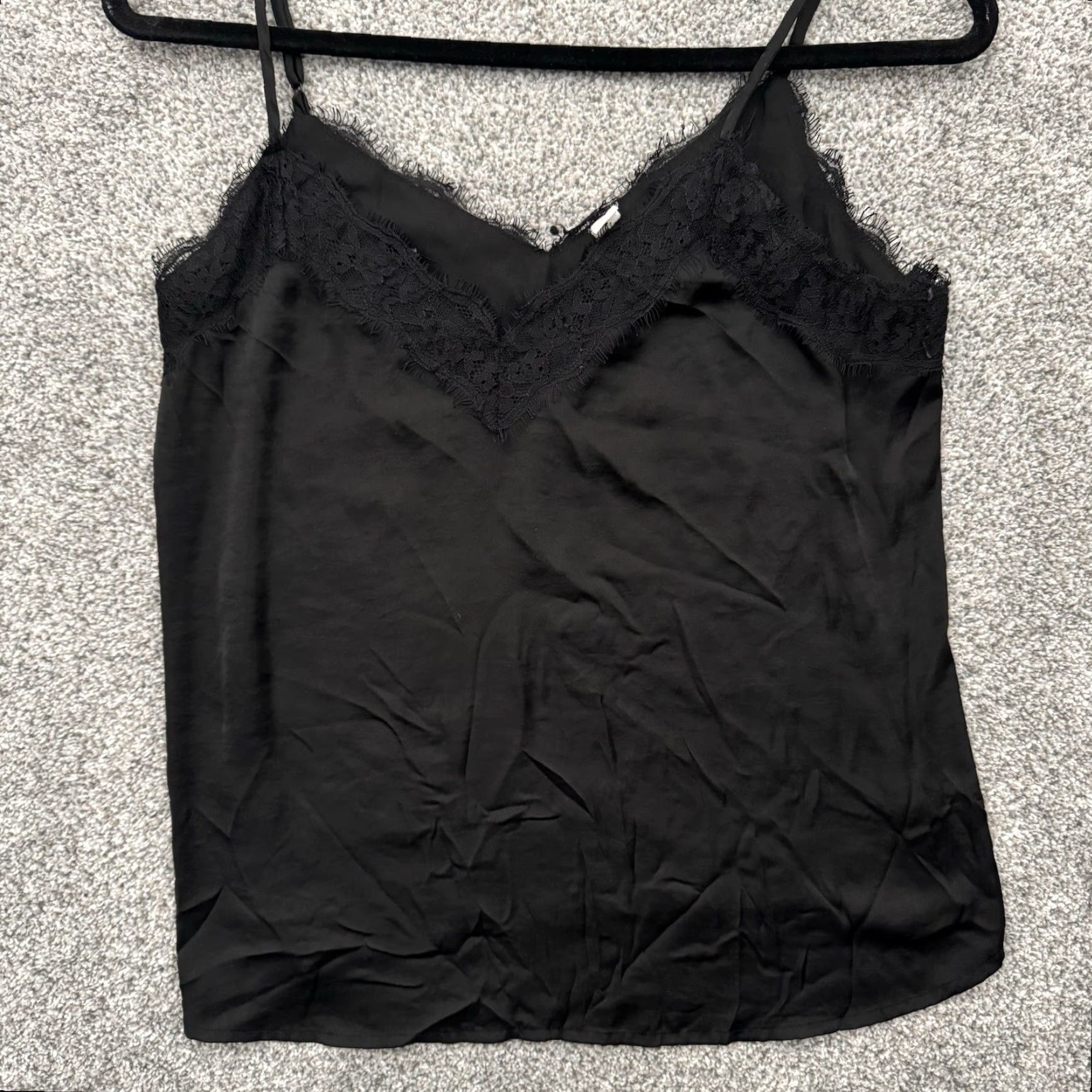 Vintage BP Camisole Top M Tank Women Black Satin Lace Grunge Romantic Goth Coquette Chic Style Camisole - Regular Lightweight Size M / US 6-8 / IT 42-44 - 2 Thumbnail