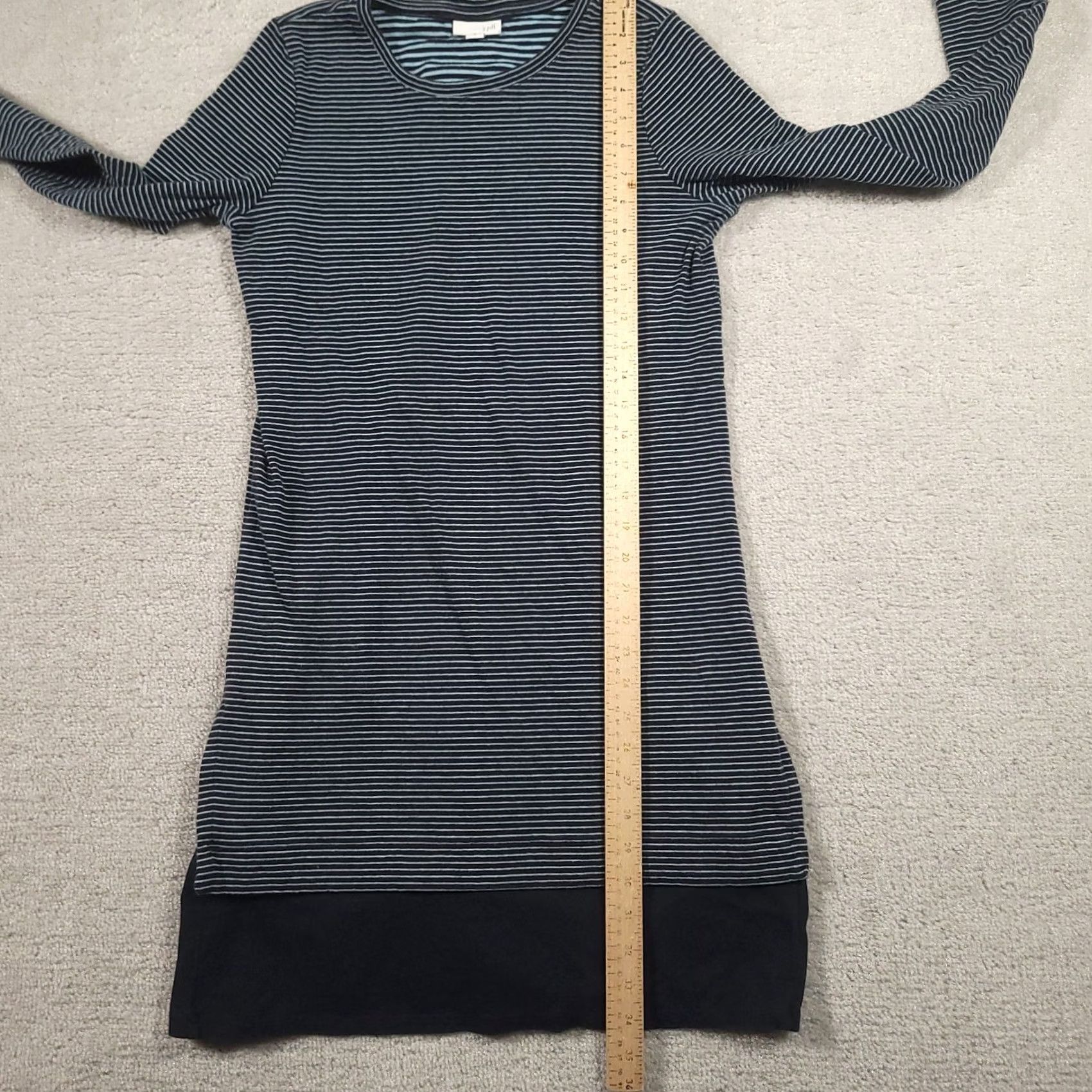 J. Jill J. Jill Striped Dress Shirt Navy Blue Mixed Media Cotton Shirttail Knee Length Women S Black? Size S / US 4 / IT 40 - 5 Thumbnail
