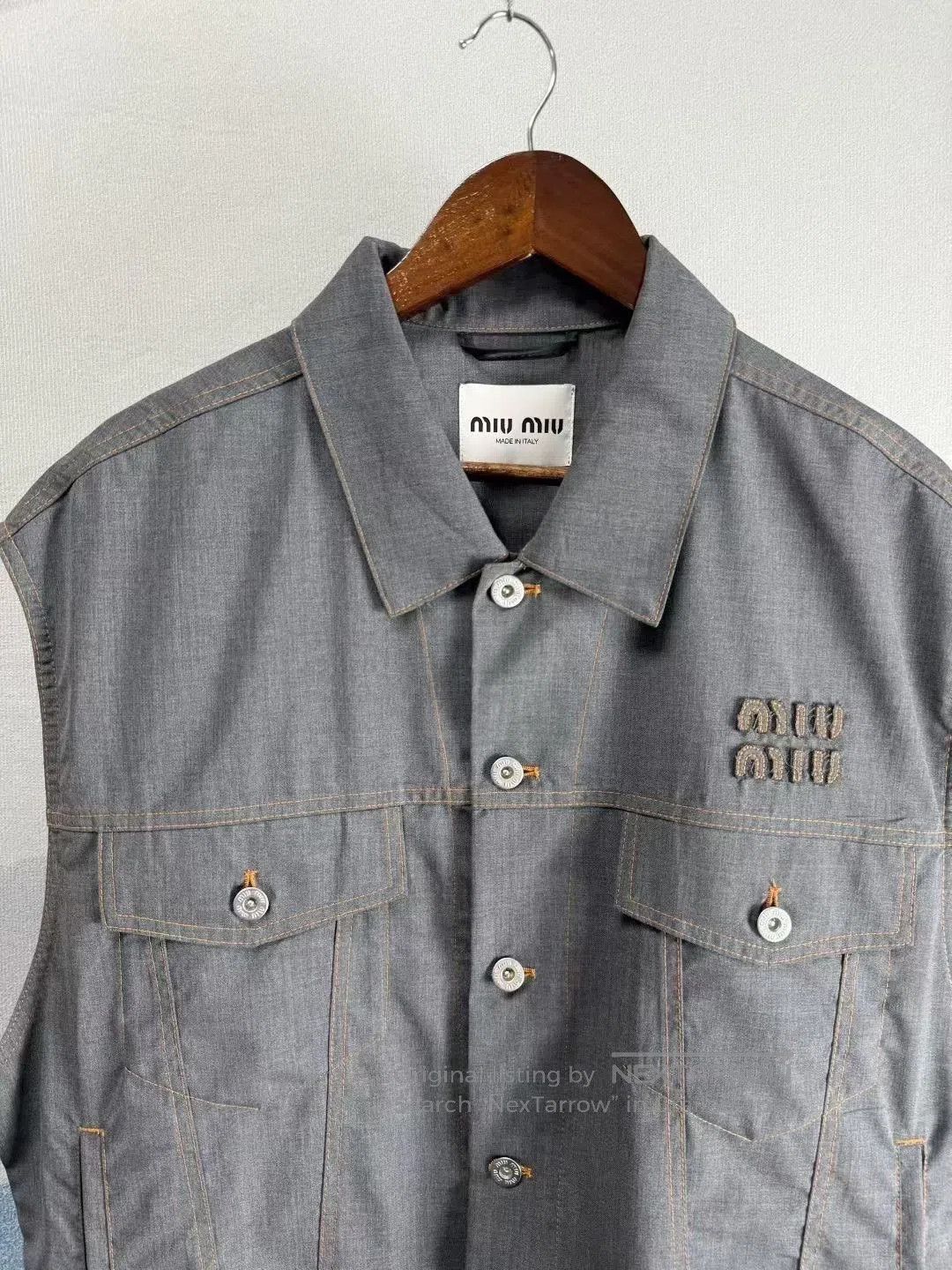 Miu Miu Miu Miu Gray Logo Denim Vest. Size M / US 6-8 / IT 42-44 - 3 Thumbnail