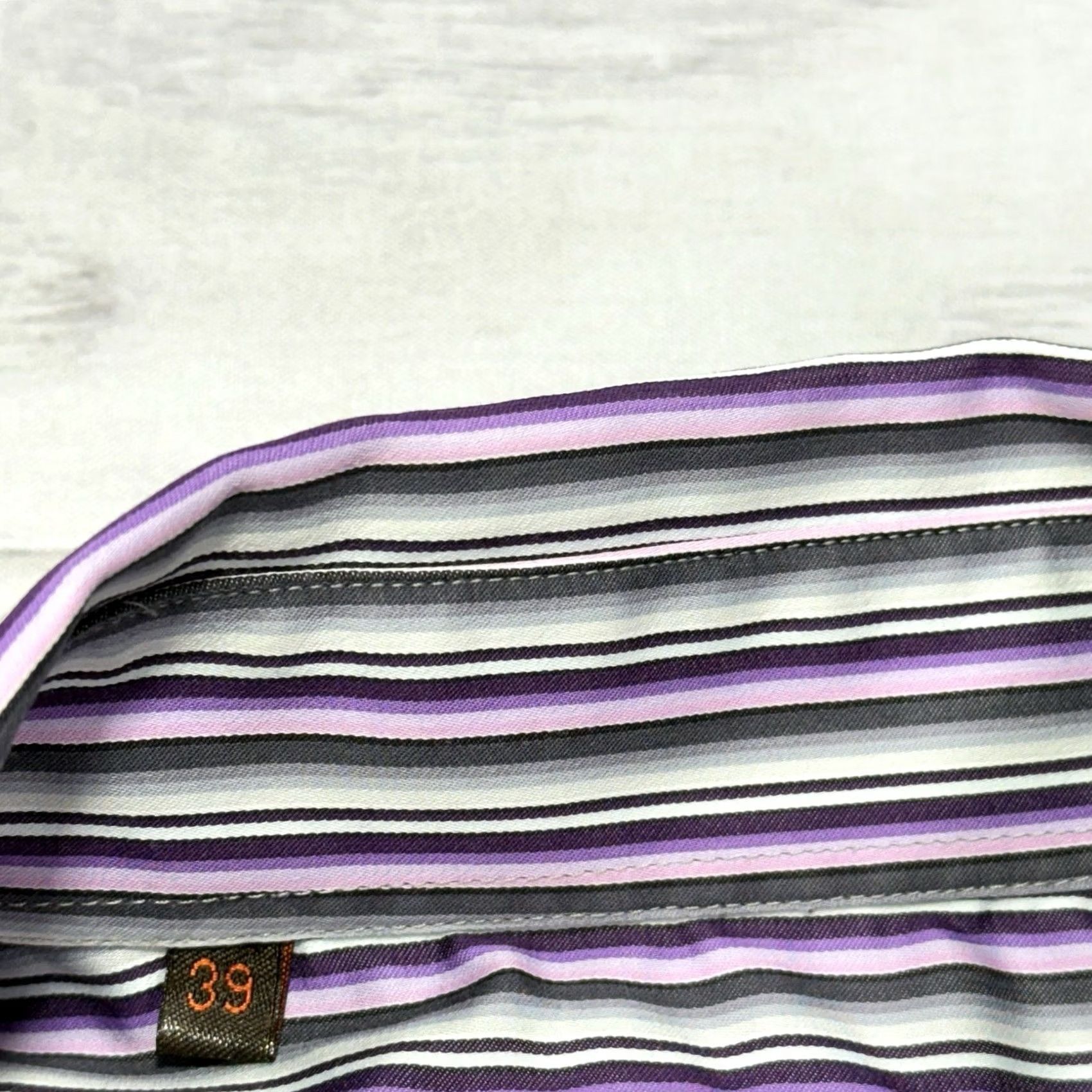 Etro ETRO Dress Shirt Mens 39 Purple Striped Italy Long Sleeve Button Down Shirt Size 40R - 4 Thumbnail