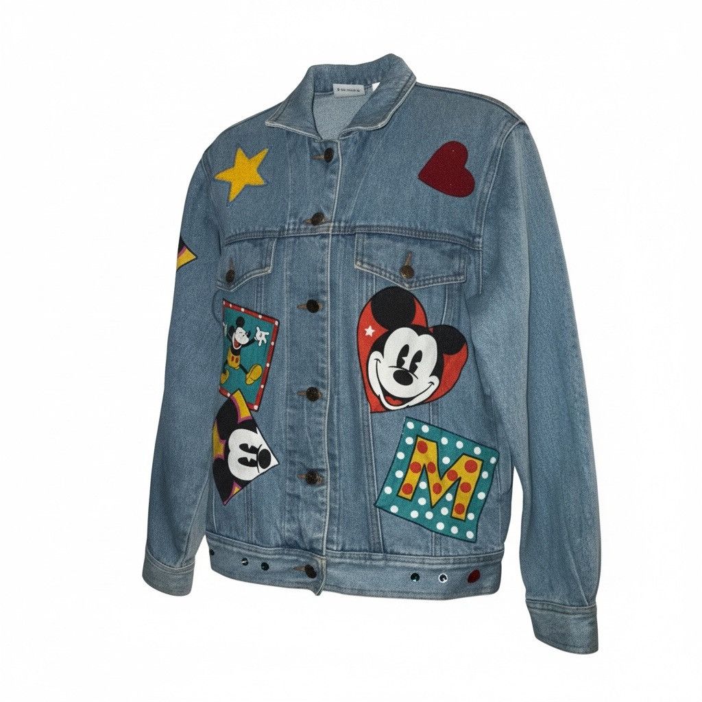 Disney Vintage Disney & Co. Mickey Mouse theme patched denim jacket Size S / US 4 / IT 40 - 5 Thumbnail