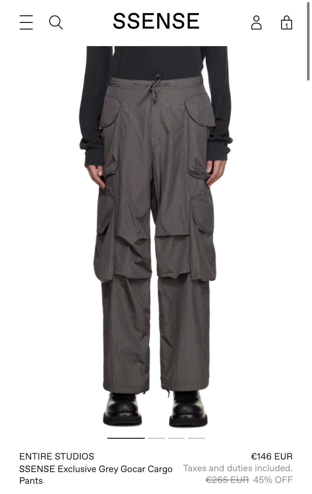 image of Entire Studios - Cargo Pants in Grey, Men's (Size 34)