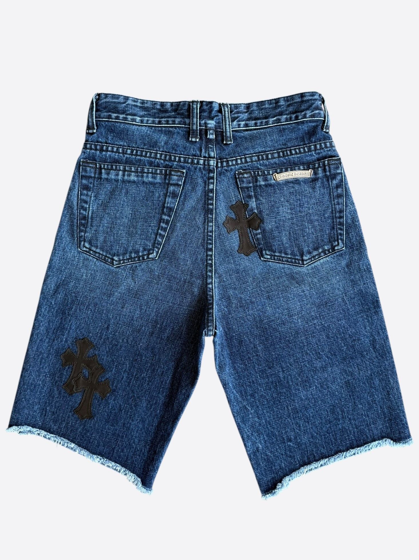 Chrome Hearts Chrome Hearts Blue & Black Cross Patch Denim Shorts Size US 28 / EU 44 - 2 Thumbnail