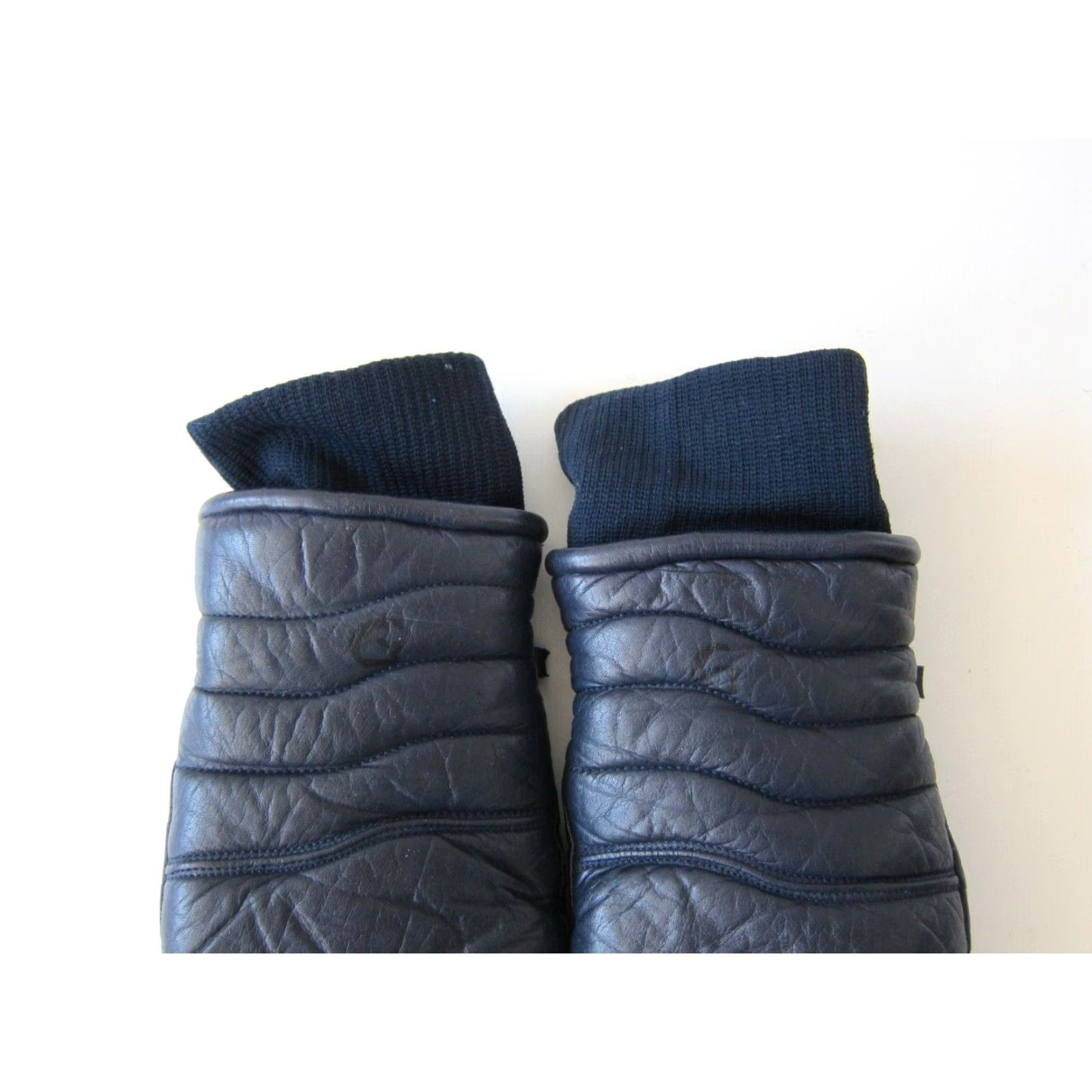 Vintage Vintage Olympia Navy Blue 100% Leather Insulated Snow Ski Warm Glove Men Medium Size ONE SIZE - 4 Thumbnail