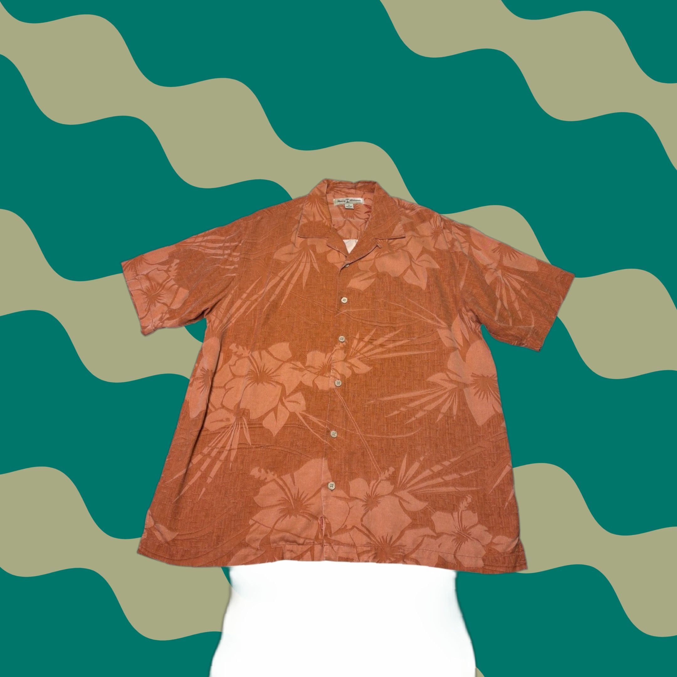 Tommy Bahama Tommy Bahama Mens Silk Camp Shirt Orange Tropical Hibiscus Floral Jacquard M Size US M / EU 48-50 / 2 - 1 Thumbnail