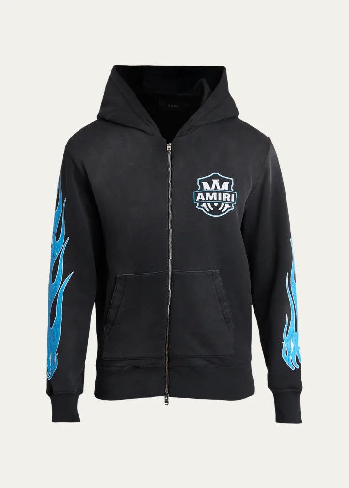 Amiri os11x0326 MA Flames Full-Zip Hoodie in Black/Blue Size US M / EU 48-50 / 2 - 1 Thumbnail