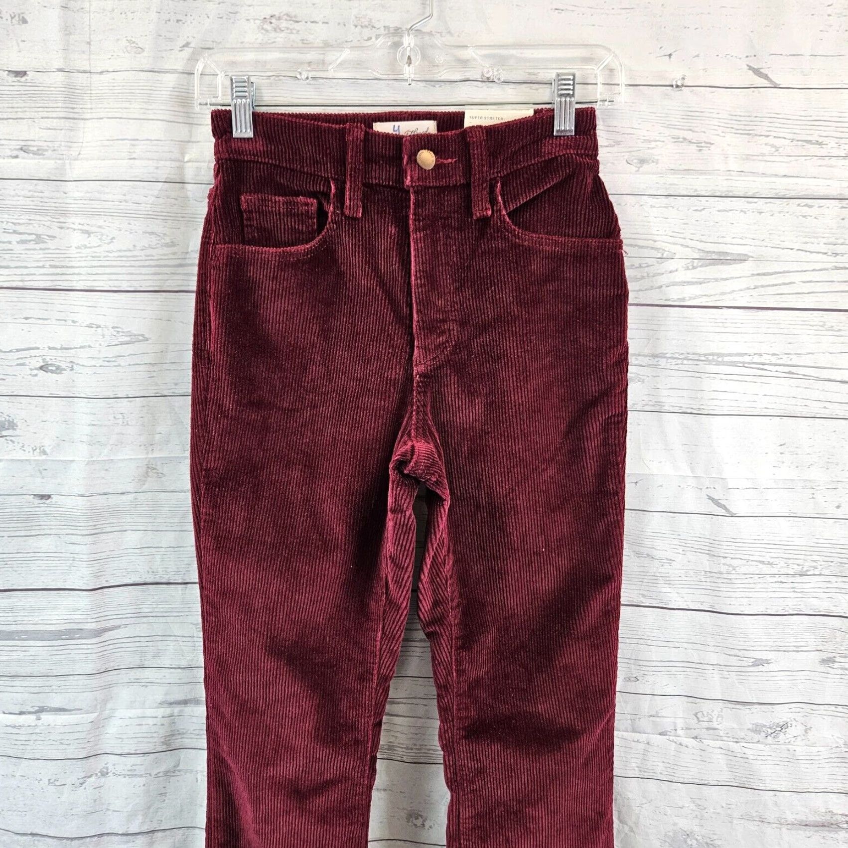Vintage Universal Thread Womens Corduroy Pants Bootcut Ankle Sz 00 Maroon Mid Rise Size 24" / US 00 / IT 34 - 2 Thumbnail