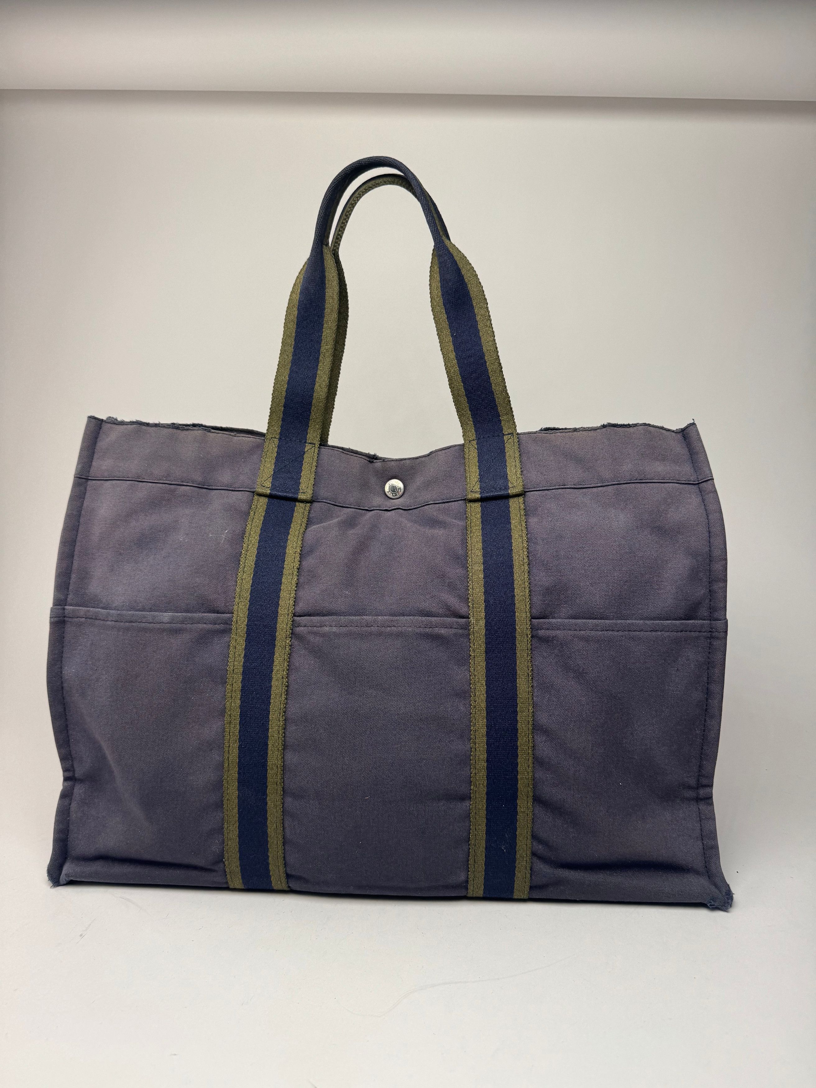 Other Vintage Hermes Cotton Tote Bag Navy Size ONE SIZE - 1 Thumbnail