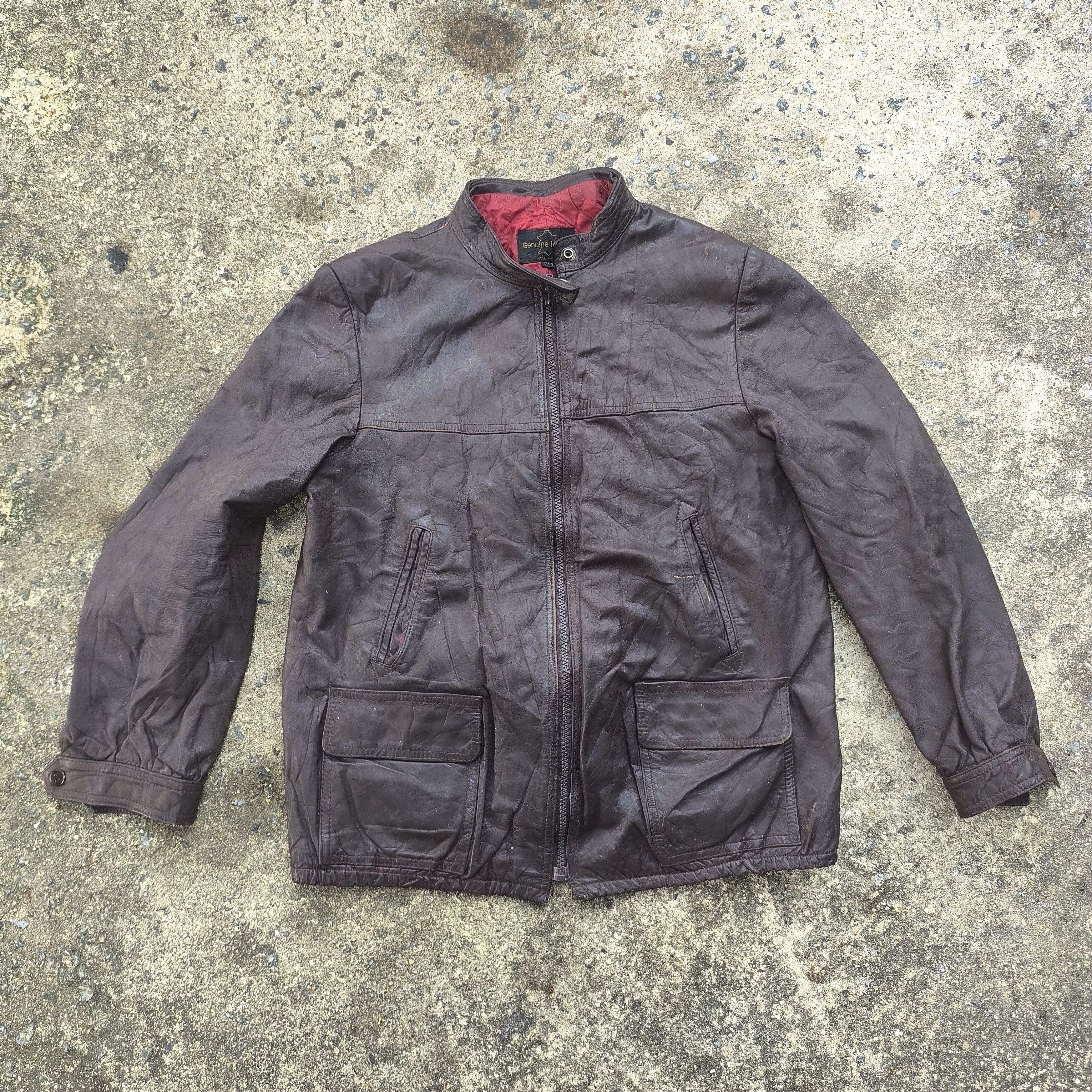 Vintage 80s vintage leather jacket biker dark brown Size M / US 6-8 / IT 42-44 - 1 Thumbnail
