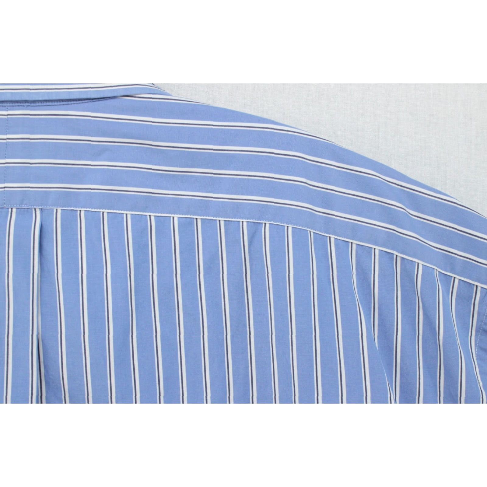Polo Ralph Lauren VINTAGE Polo Ralph Lauren Dress Shirt Men’s 17.5 Blue Striped Button Short Sleeve VTG Size 48R - 3 Thumbnail
