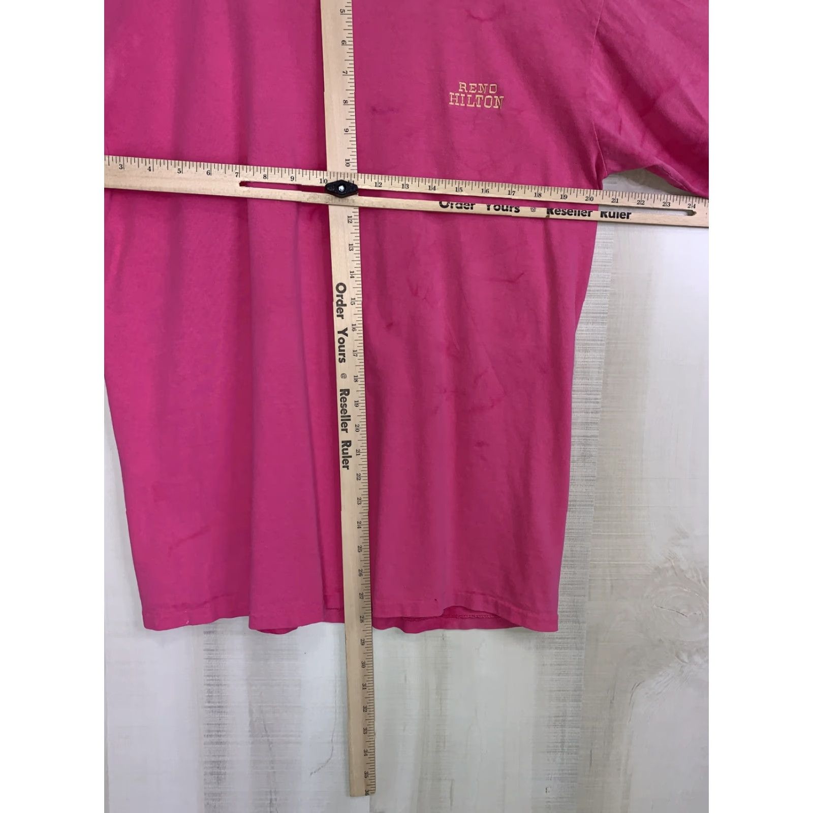 Vintage VINTAGE Oneita Shirt XX Large Pink 90s TYE Dye Logo Embroidered USA Made Short Sleeve Mens Womens Unisex Adults Size US XL / EU 56 / 4 - 7 Thumbnail