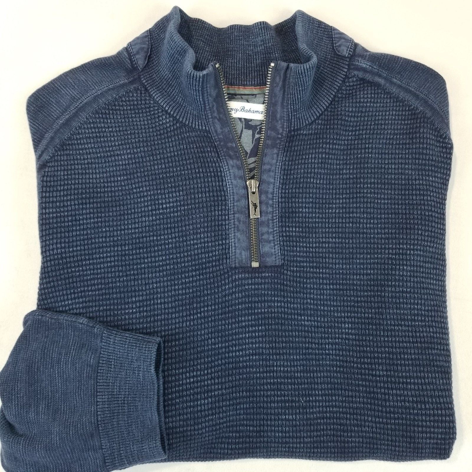 Tommy Bahama Tommy Bahama Sweater Men’s XL Blue Tidemark Half Zip Texture Size US XL / EU 56 / 4 - 2 Thumbnail