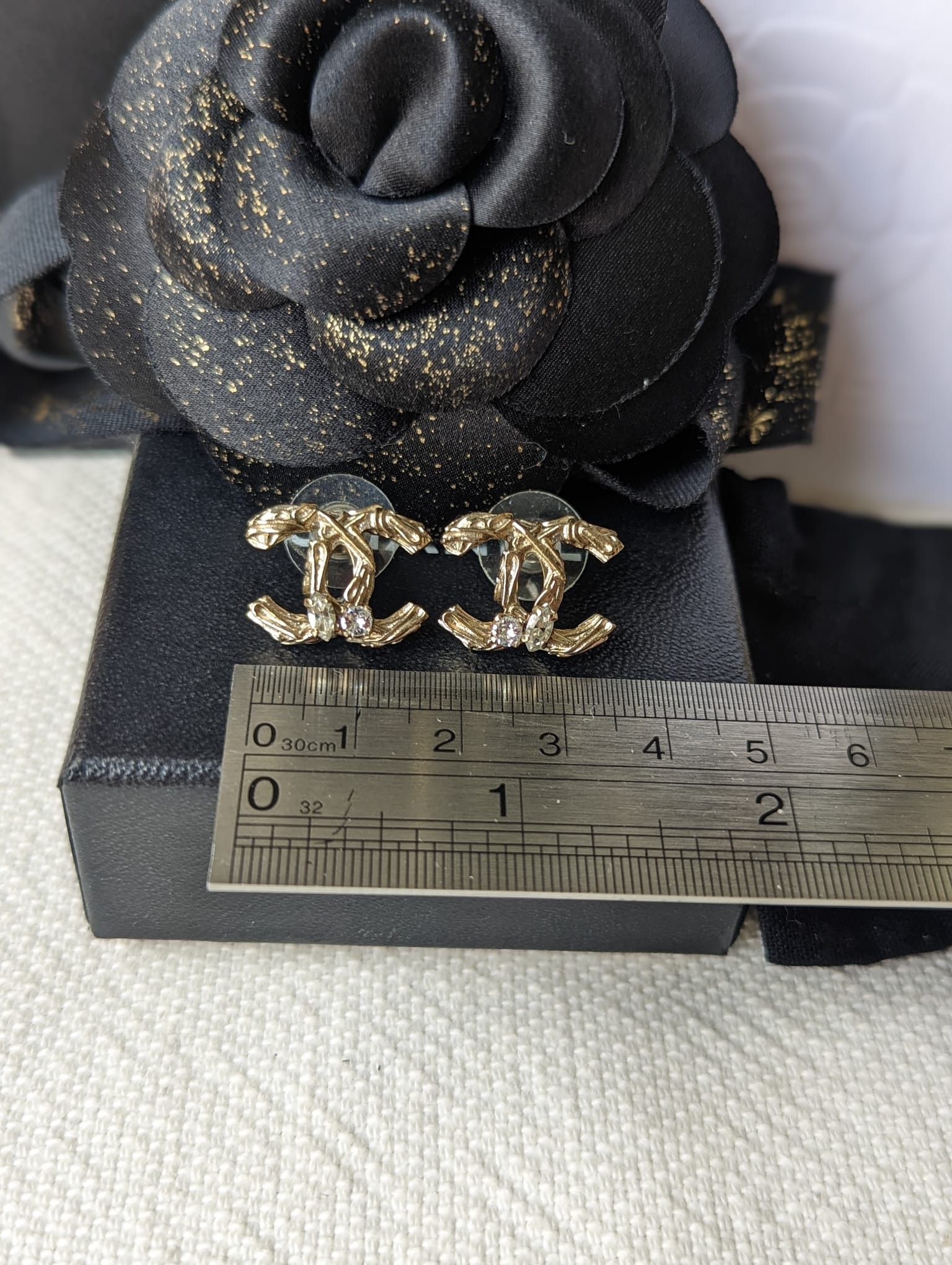 Chanel Chanel CC B14K Logo earrings GHW crystal earring receipt box Size ONE SIZE - 5 Thumbnail