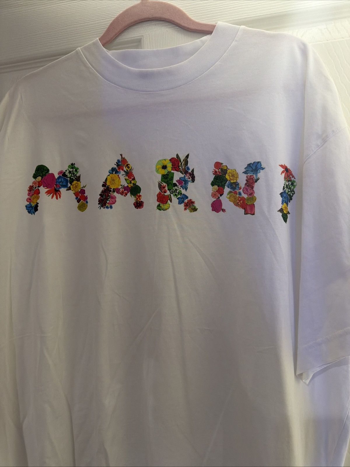 Marni MARNI Short Sleeve Crew Neck Tee White Flora Logo Size 52 Size US XL / EU 56 / 4 - 2 Thumbnail