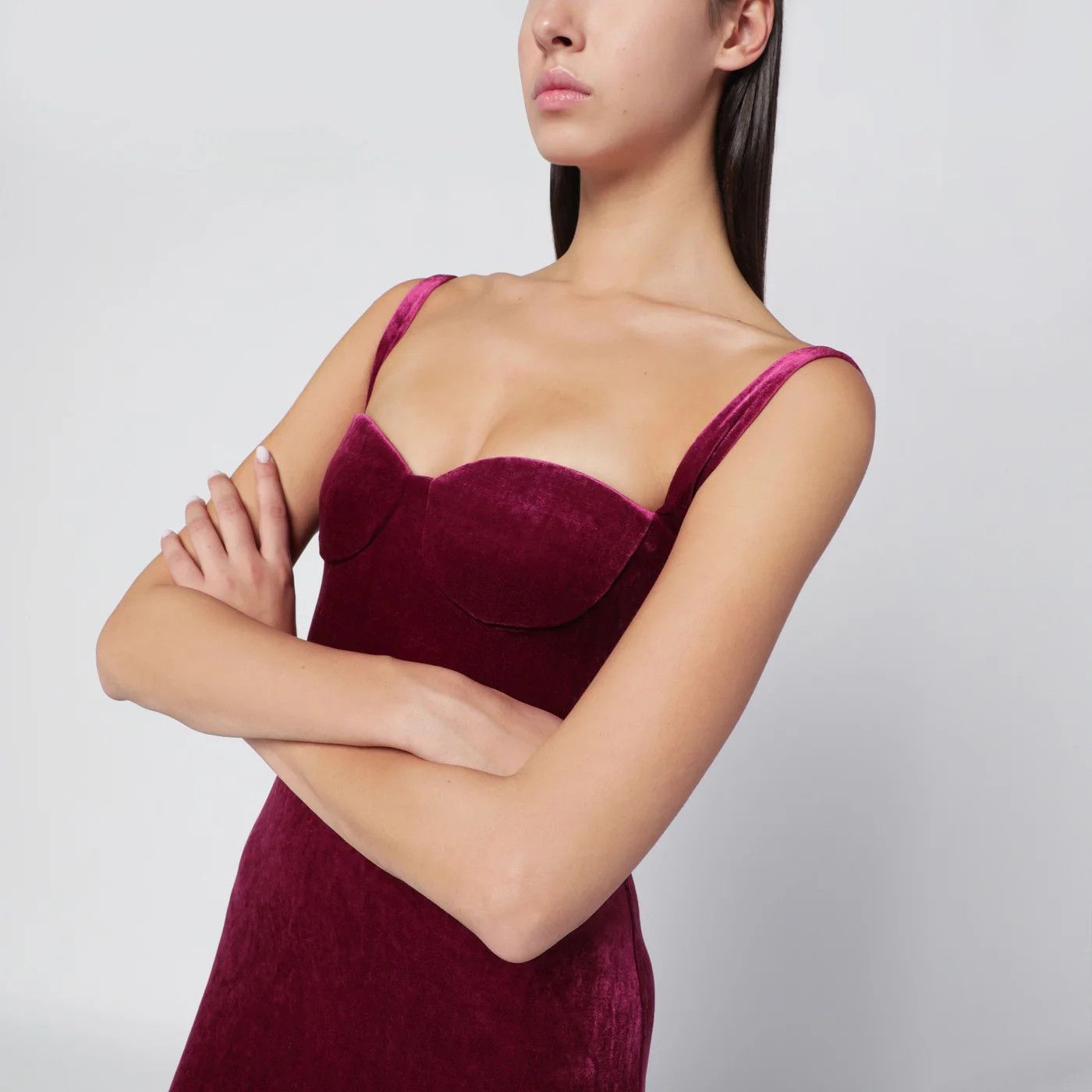Balenciaga o1d2blof0426 Long Plum-Colored Velvet Dress in Burgundy Size XS / US 0-2 / IT 36-38 - 4 Thumbnail