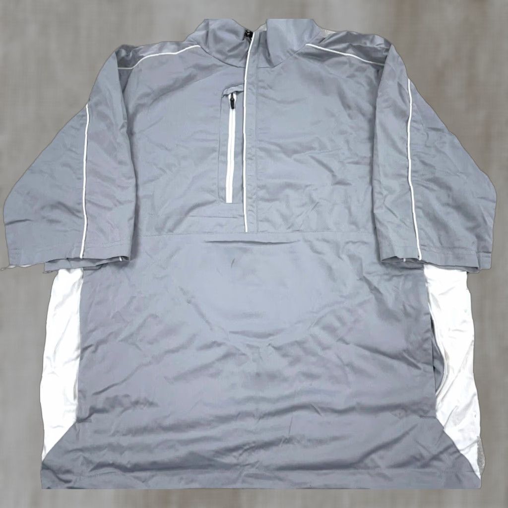 Vintage Antigua Windbreaker Jacket Men L Gray White 1/2 Zip Easy Care Lightweight Moisture Wicking Pockets Sports Golf Hiking Running & Jogging Tennis Walking Size US L / EU 52-54 / 3 - 1 Thumbnail