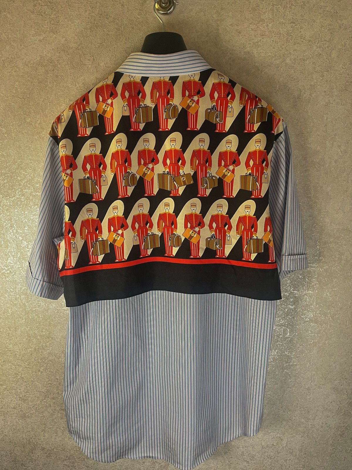 Gucci Gucci Striped Cotton Shirt with Silk Porter-Print Back 46 Size US S / EU 44-46 / 1 - 1 Thumbnail