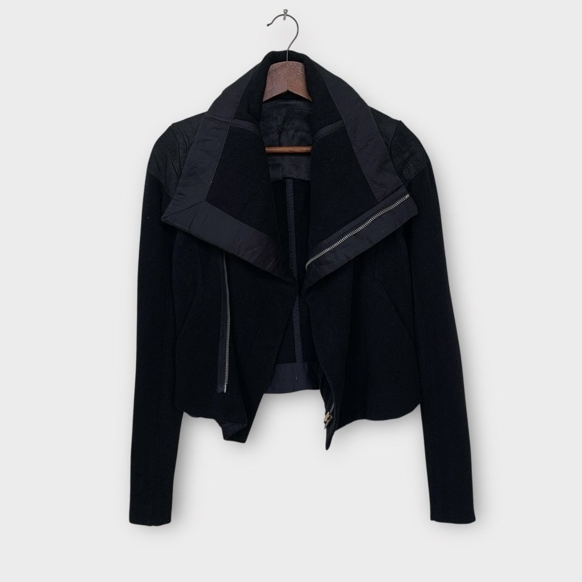 Rick Owens RICK OWENS WOOL BIKER JACKET + SHOULDER AREA SHEEPSKIN Size XS / US 0-2 / IT 36-38 - 4 Thumbnail
