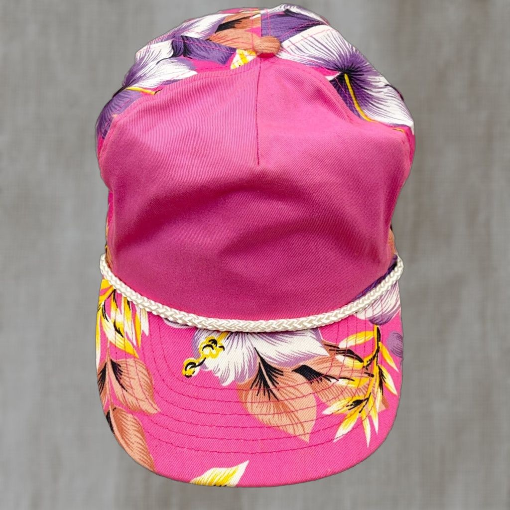 Vintage VINTAGE Winner Floral Trucker Hat Cap Snapback Pink Hawaiian Rope 80s 90s Blank Plain Mens One Size Pink Floral snapback hat cap Size ONE SIZE - 1 Thumbnail