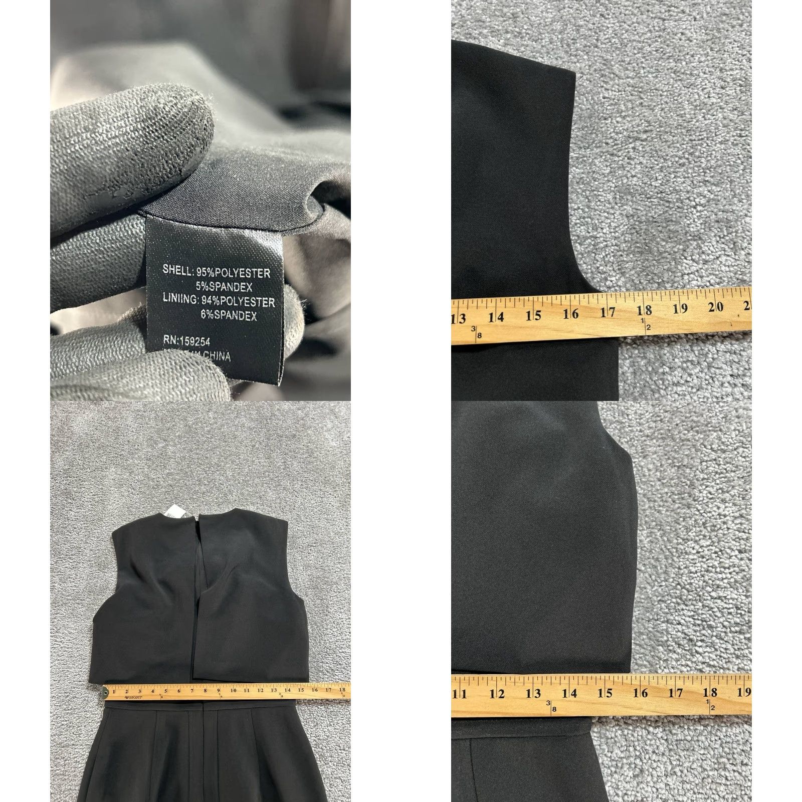 Vintage Toccin Dress Womens 6 Black Crepe Overlay Sheath Sleeveless Back Zip New Stretch Size M / US 6-8 / IT 42-44 - 8 Thumbnail