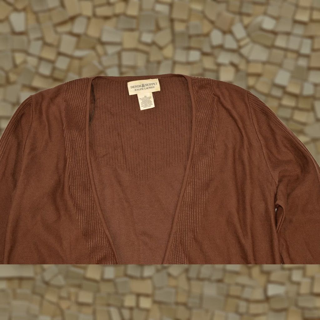 Ralph Lauren Denim & Supply Ralph Lauren Cotton Linen Brown Lace Cardigan Top XS Women Blouse Size XS / US 0-2 / IT 36-38 - 1 Thumbnail