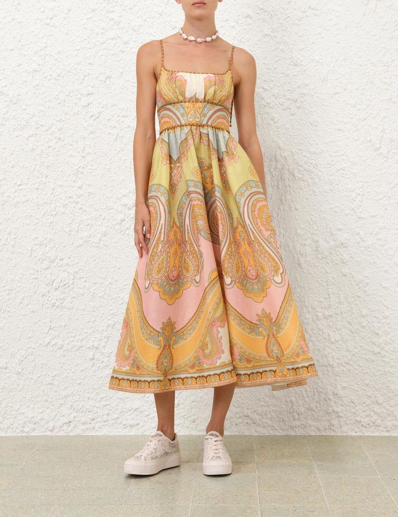 Zimmermann oc11z0126 Maxine Picnic Midi Dress in Multicolor Size L / US 10 / IT 46 - 7 Thumbnail
