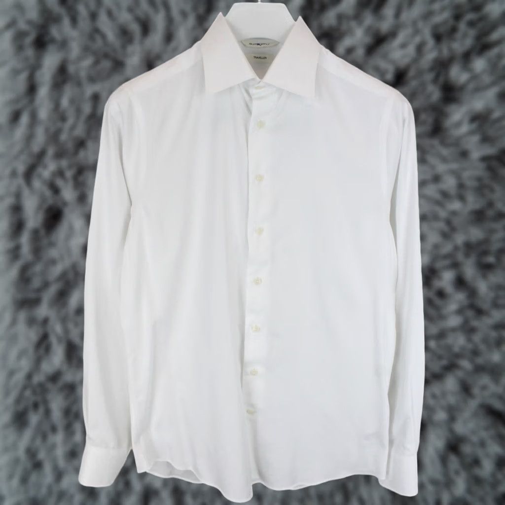Suitsupply Suitsupply Traveller Slim Fit Formal Shirt Mens 38 / 15 Patterned Spread Collar Shirt Men Regular Size White Patterned 90s Event/Business Mens Size 38R - 1 Thumbnail