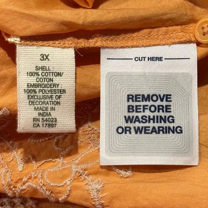 Old Navy NWT Old Navy Y2K Embroidered Button Up Top Orange Boho 3X Size 3XL / US 20-22 - 5 Thumbnail