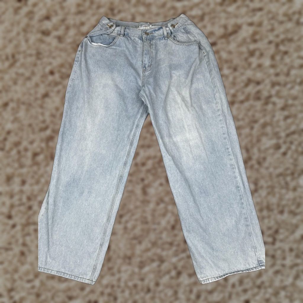 Vintage böhme Jeans Womens M Blue High Rise Wide Leg Relaxed Denim Light Wash 29x30 Jeans Womens M Blue Light Wash Wide-Leg Bohemian Vintage: No Size 32" / US 10 / IT 46 - 1 Thumbnail