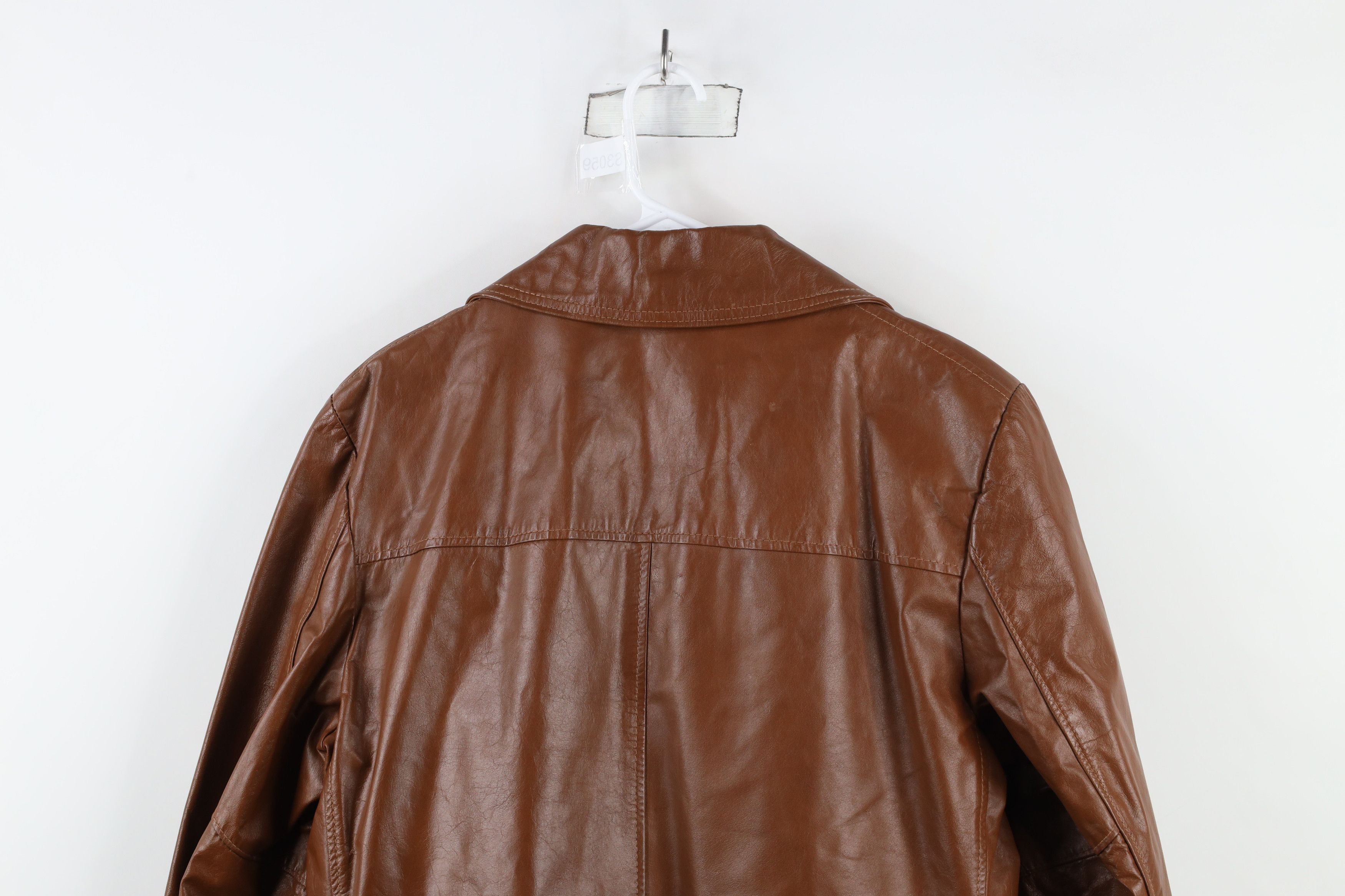 Vintage Vintage 70s Streetwear Lined Leather Button Jacket Brown USA Size US L / EU 52-54 / 3 - 12 Thumbnail