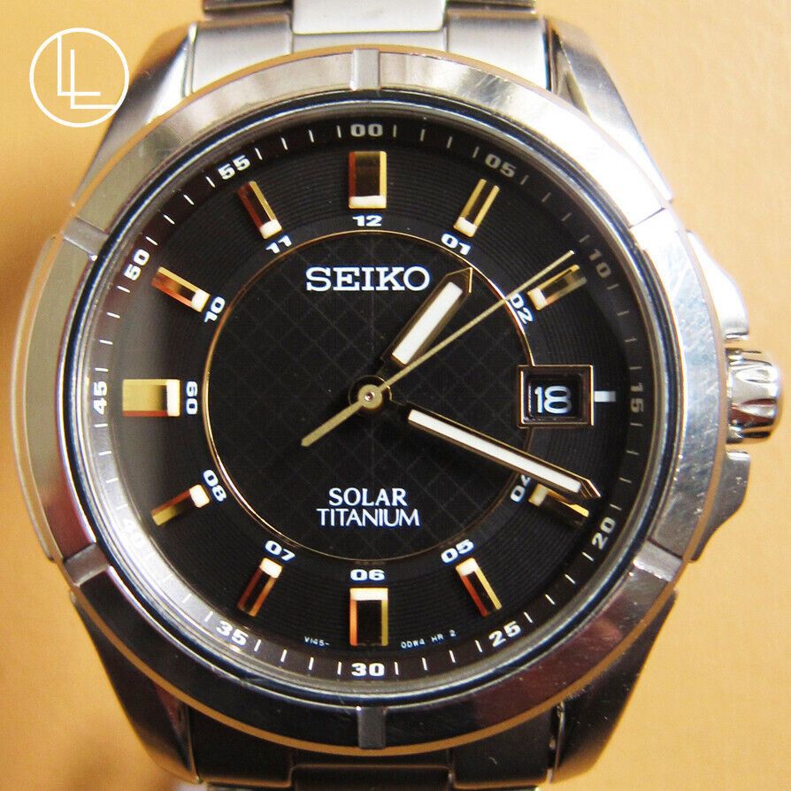 SEIKO v145-0AX0 腕時計 ウォッチ ソーラー 黒文字盤 Seiko v145-0ax0 solar full - Gem