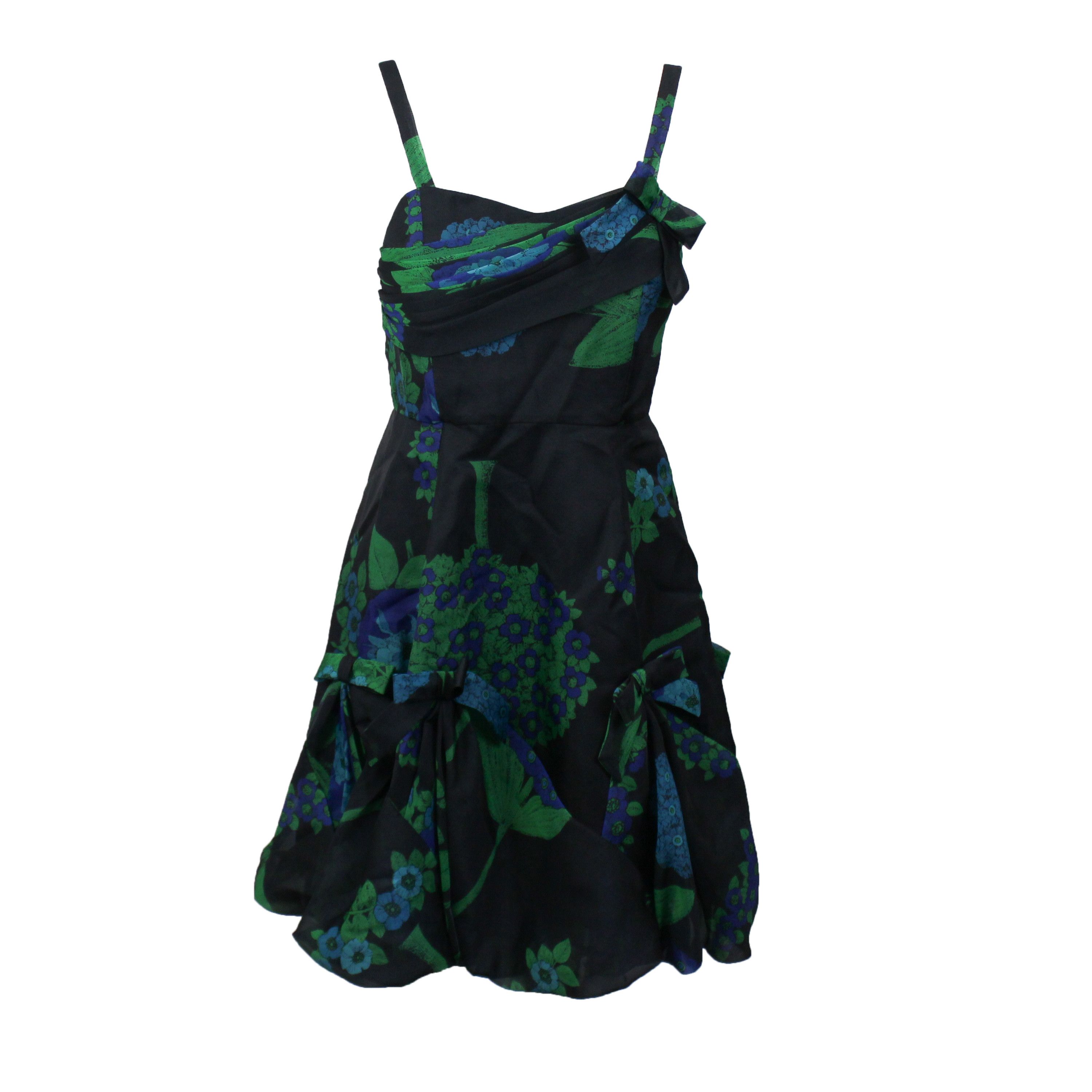 Image of Anna Sui Multi Floral Print Organza Dress Size 4/40, Women's