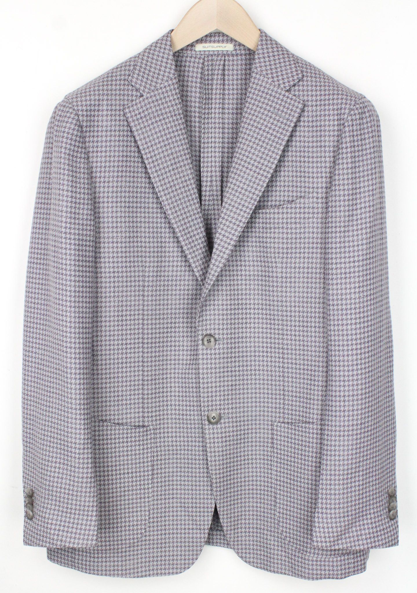 image of Suitsupply Havana Uk40R Purple Silk Linen Patterns Unlined Blazer72270, Men's