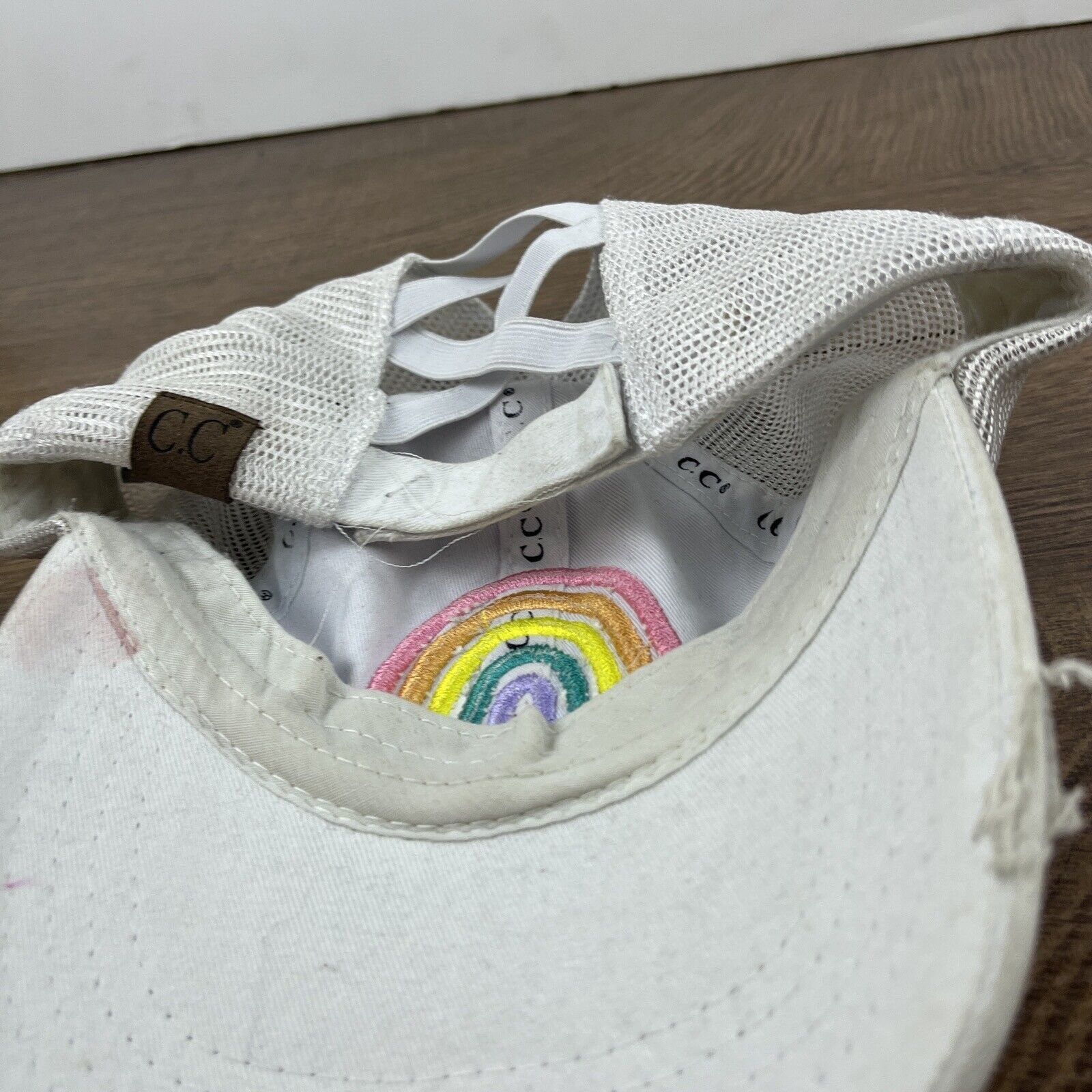 Other Rainbow Hat Rainbow White Hat Adjustable Adult Size Hat Whit Size ONE SIZE - 13 Thumbnail