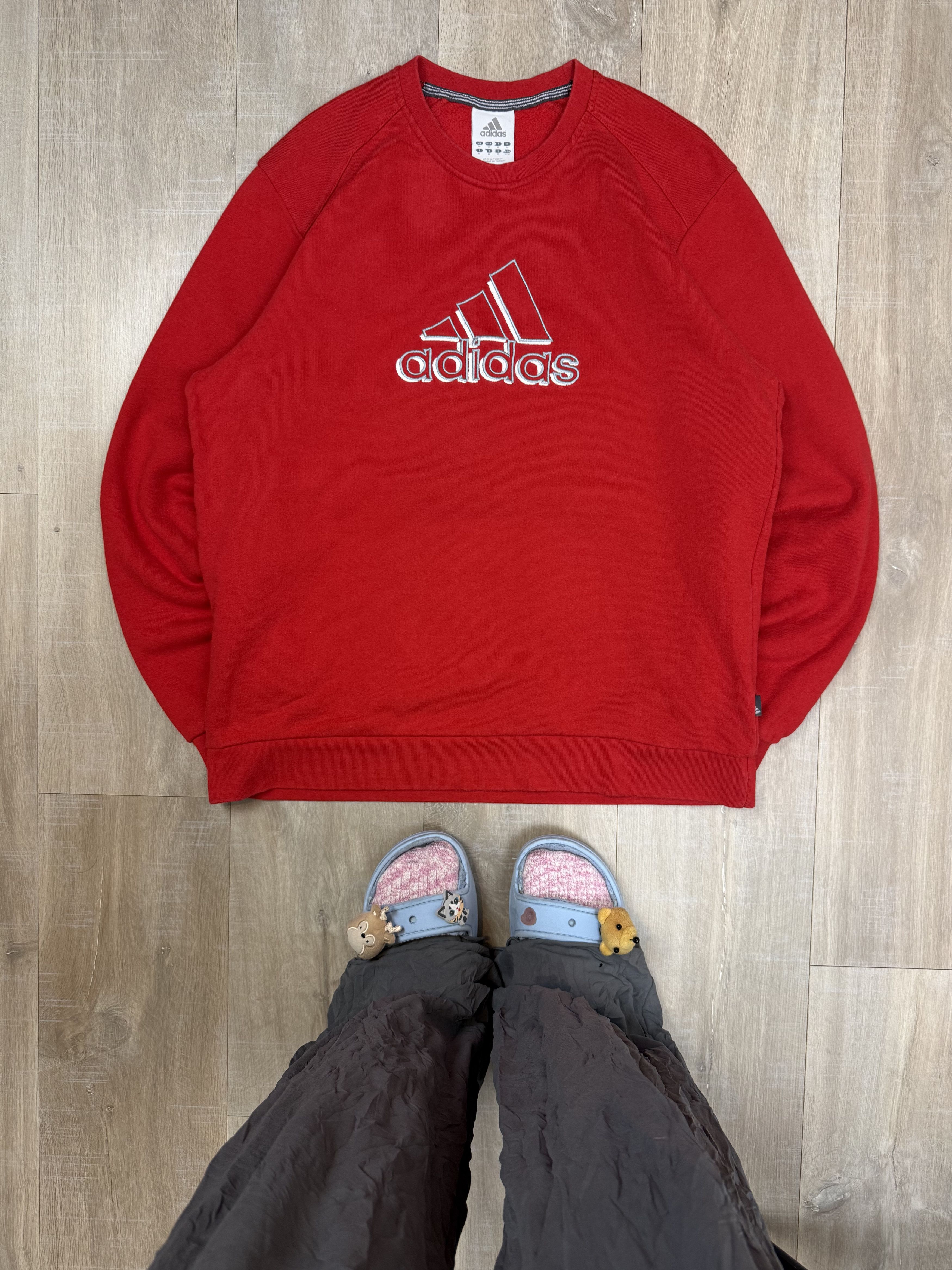 Adidas Vintage Adidas Big Logo Sweatshirt Red Size M Size US M / EU 48-50 / 2 - 1 Thumbnail