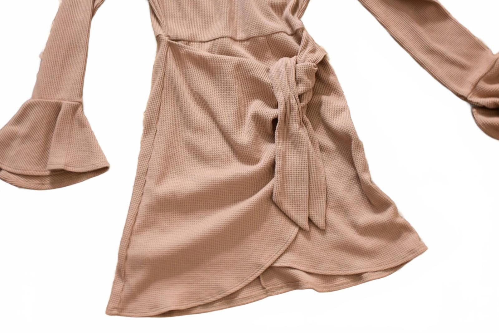 Other Hello Molly Beige Long Sleeve Wrap Dress with Flared Cuffs S Size S / US 4 / IT 40 - 3 Thumbnail