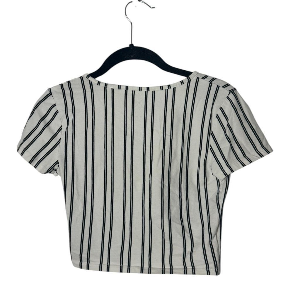 Pacsun PacSun PS Basics Black & White Striped Wrap Crop Top Size S Size S / US 4 / IT 40 - 4 Thumbnail