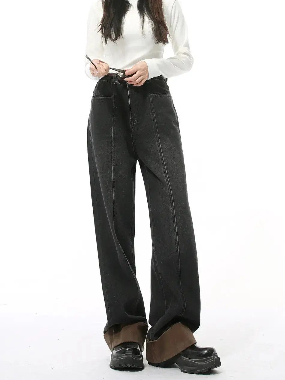 Japanese Brand Retro loose straight leg spliced jeans Size US 30 / EU 46 - 3 Thumbnail