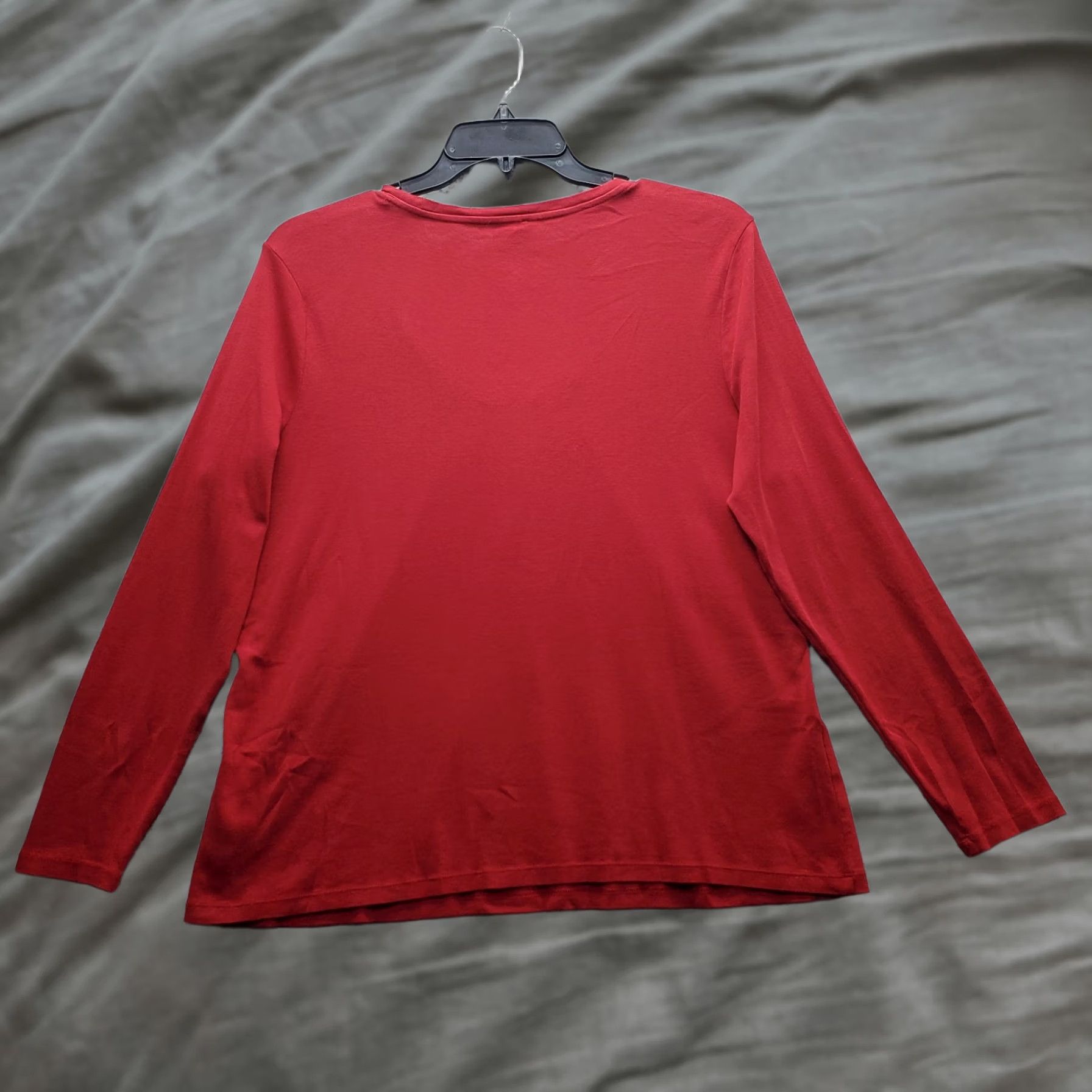 Talbots Talbots Blouse Womens Red Long Sleeve Beaded Pleated Scoop Neck Pullover XL Shirt Women Size XL / US 12-14 / IT 48-50 - 1 Thumbnail