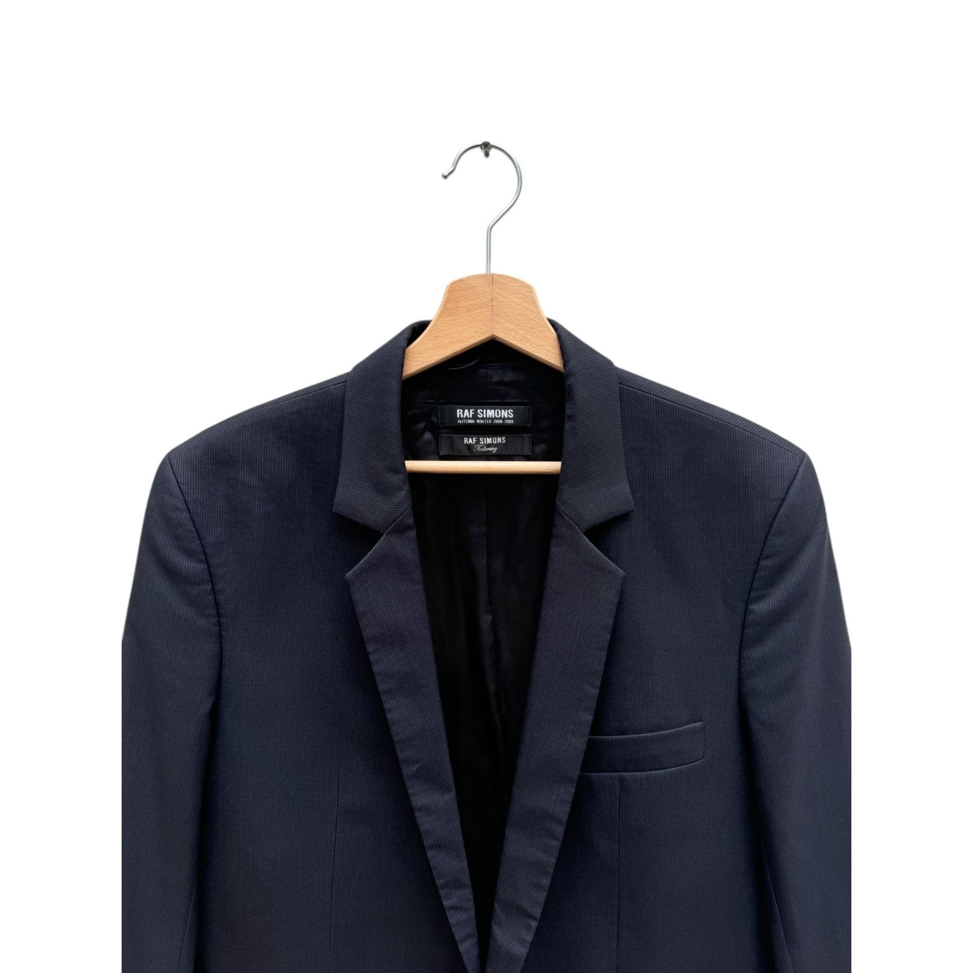 Raf Simons FW 2009 Dark Navy Thin pinstriped Blazer Jacket Size 40R - 2 Thumbnail