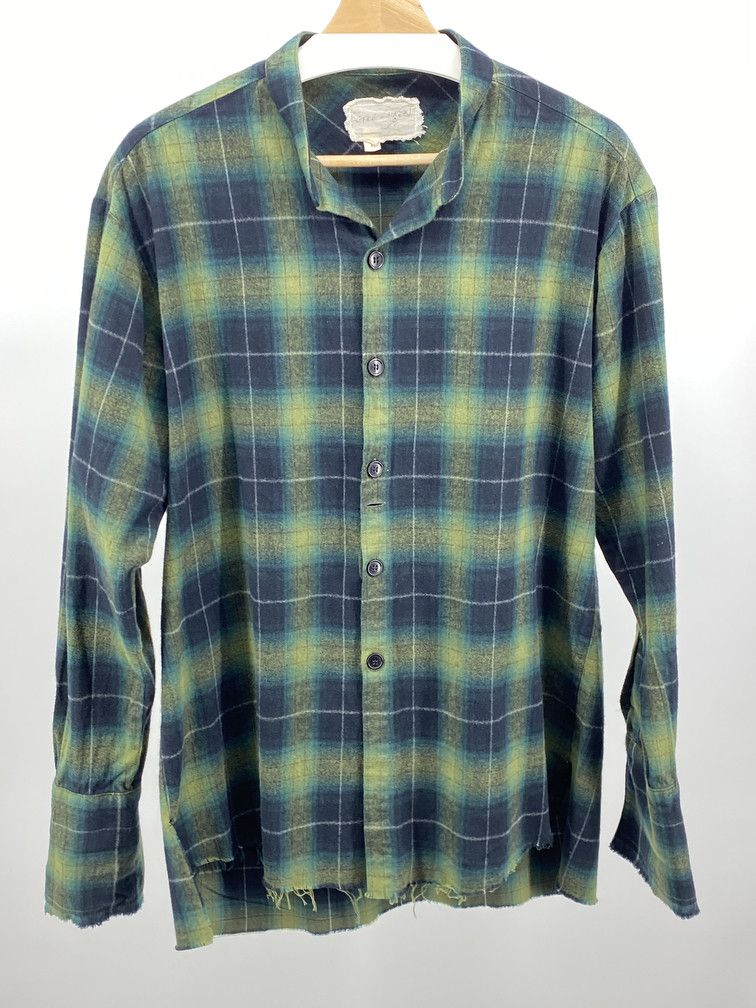 Pre-owned Greg Lauren Ss23 Plaid Studio Shirt In Green