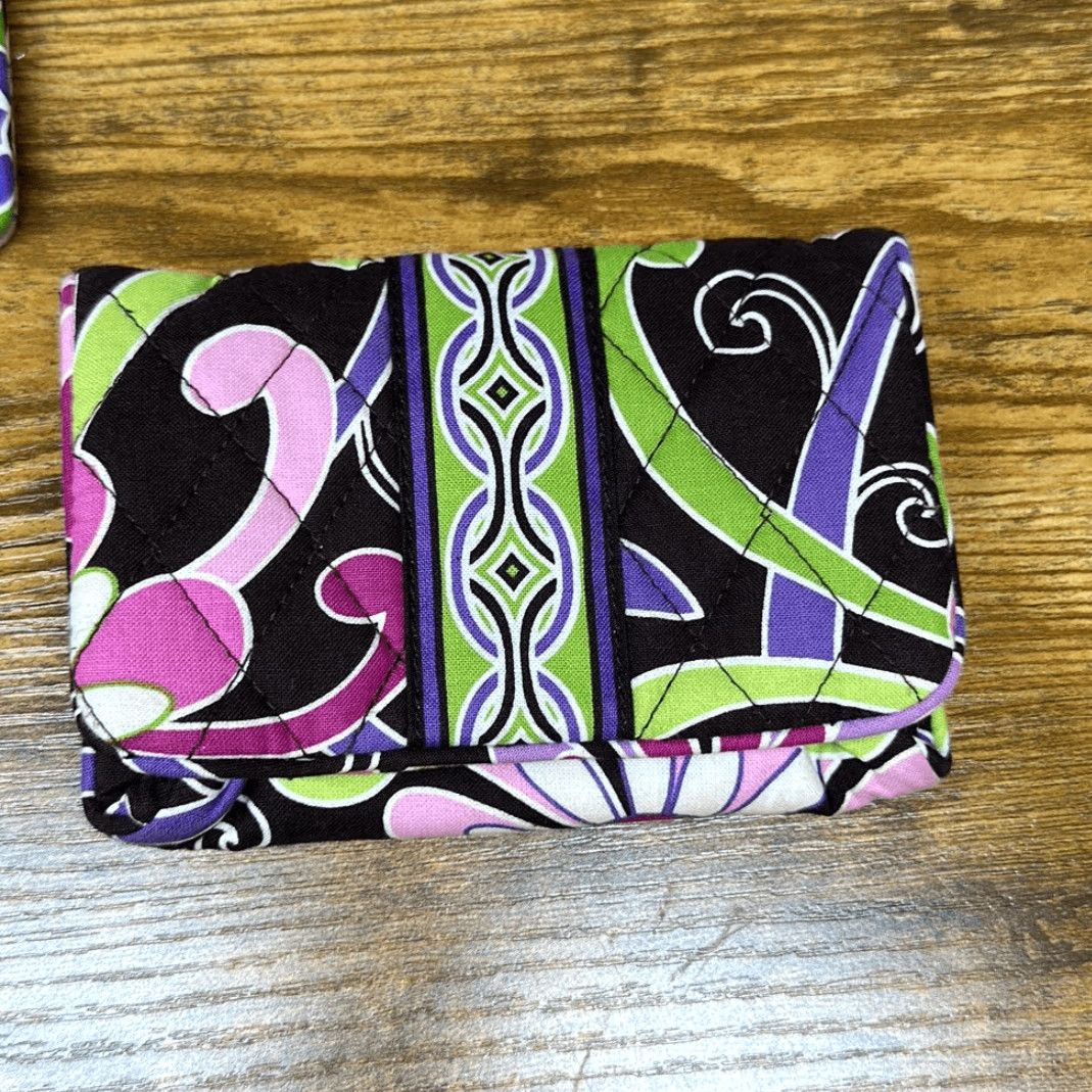 Vera Bradley Vera Bradley Wallet Purple Punch Compact Taxi Wallet Coin Purse Matching Coin Purse Women Small Multicolor Purple Exterior Cloth Style Wallet Keychain Size ONE SIZE - 3 Thumbnail
